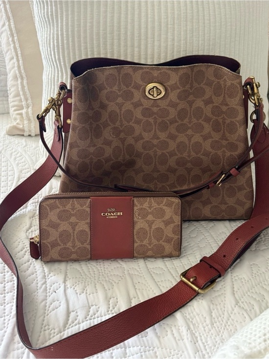 Coach Handbags - Coach Signature Canvas
Shoulder Bag and Zip Wallet in Brown/Saddle